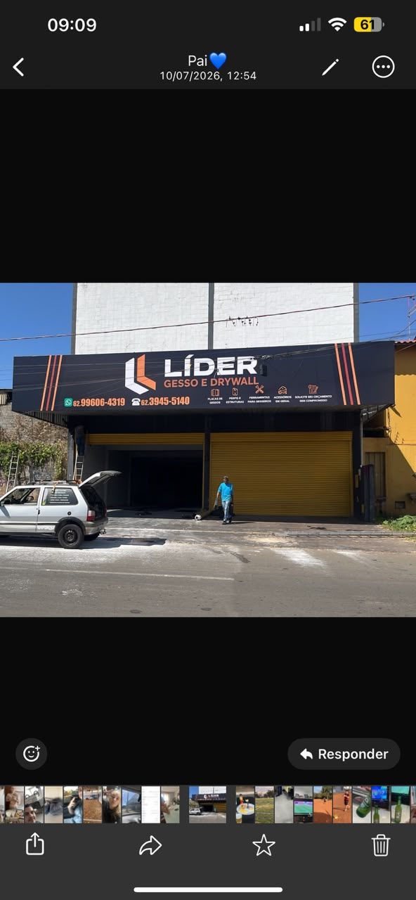 Fachada da loja Líder Gesso e Drywall